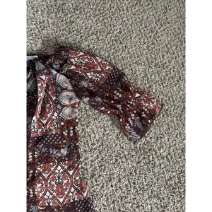 VTG Charlotte Russe Women's Boho Brown Print Sheer‎ Quarter Sleeve Dress Size S thumbnail 6