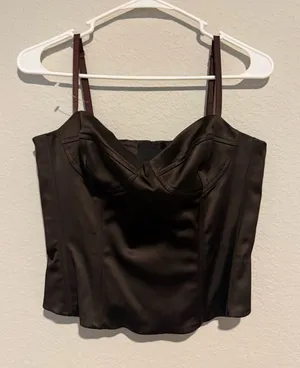 Wilfred Satin Bustier Cami in Dark Brown thumbnail 1