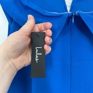 Lulus Size‎ XL Cobalt Blue Off the Shoulder Plunge Wide Leg Jumpsuit NWT Wedding thumbnail 9
