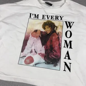 Whitney Houston Sweatshirt Womens XL White I'm Every Woman Cropped Pullover thumbnail 2