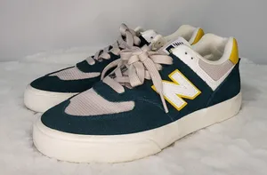New Balance Numeric 574 Vulc Sneakers Blue Yellow Size 6.5/8 thumbnail 1