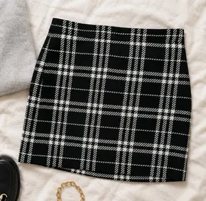 J.Crew Black & White Plaid Tweed Mini Skirt thumbnail 1
