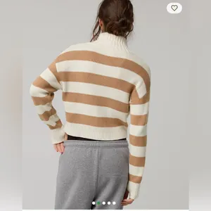 NWT OFFLINE By Aerie Full Zip Sweater stripped size XL Beach Dune women’s thumbnail 2