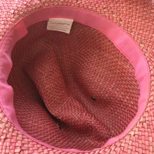 Vintage Liz Claiborne Pink Straw Cowboy Hat with Floral Flower Accent thumbnail 8