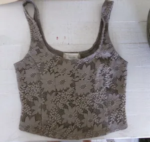 Altar'd State Taupe Floral Lace Corset Crop Top Tank thumbnail 1