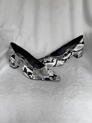 Zara women shoes 36/US 7.5 Snake Print Block Heels Pumps New No Box thumbnail 8