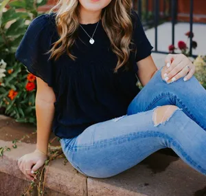 Free people navy open back tunic thumbnail 1
