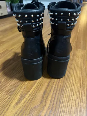 Women's Gothic Y2K Studded Heeled Moto Boots Black Size 9. No Boundaries thumbnail 4