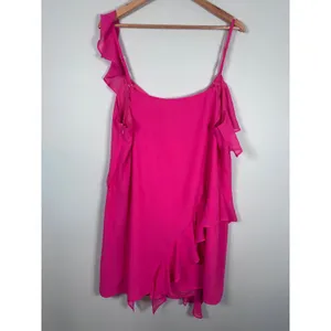 Showpo Zaria Mini Dress Women 14 Hot Pink Asymmetric Ruffle Barbiecore Cocktail thumbnail 4