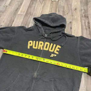 Vintage Purdue Boilermakers Zip Up Hoodie Charcoal Grey Embroidered NCAA Medium thumbnail 4