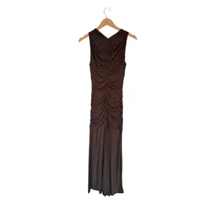 Open Edit Brown Ruched Sleeveless Maxi Dress Size‎ Small NEW thumbnail 5