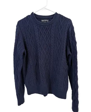 J.Crew Mercantile Cable Knit Crew Neck Pullover Sweater Blue Women's Size Medium thumbnail 1
