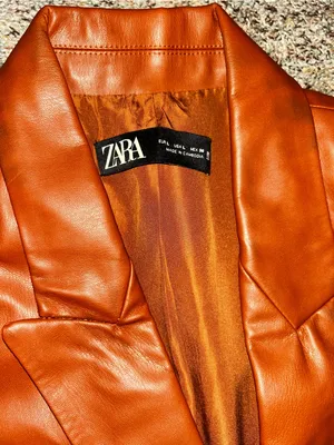 Zara Faux Leather Double-Breasted Blazer Jacket thumbnail 2