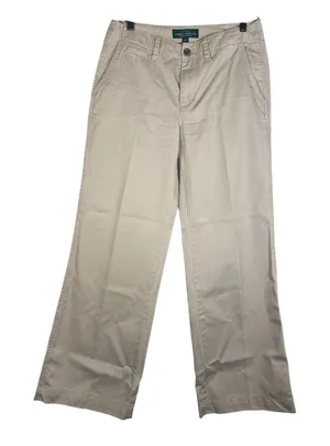 Ralph Lauren Pants Womens‎ 6 Khaki Beige Tan Preppy Office Trousers Neutral Wide thumbnail 1