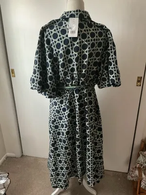 Crown & Ivy Puff Sleeve Printed Collared Maxi Dress With Tie- Sz 3x- Nwt thumbnail 7