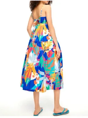J. CREW tie back tropical maxi dress tiered hem thumbnail 2