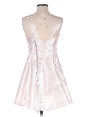 Lucy in the Sky Pink Satin Crisscross Back Mini Dress Light Pink Sz L thumbnail 4