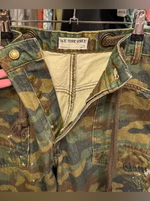 NWOT Free People We The Free Moxie Printed Low-Slung Barrel Jeans Green Camo 29 thumbnail 16