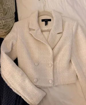 Forever 21 White Sparkle Crop Blazer thumbnail 1