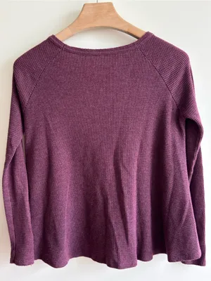 Free People We The Free Purple Waffle Knit Thermal Top Size S Long Sleeve thumbnail 5