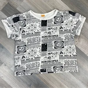 Vibe N Astrology Horoscope Crop Tee Shirt‎ Cream Black Medium thumbnail 11
