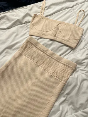 Reformation Magnolia Knit Set Ivory - Size Small thumbnail 5