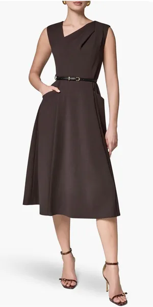 Donna Karan Belted Draped Asymmetric Dress thumbnail 1