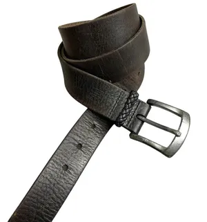 Lauren Ralph Lauren Brown Leather Belt Silver Buckle Distressed Large 1 3/8th" thumbnail 1