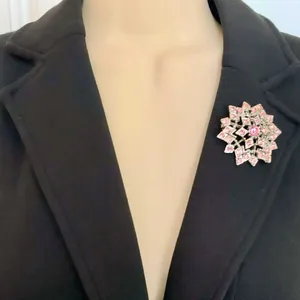 Nwot Vintage Bebe Bright Pink Gemstone and Silver Sparkling Burst Brooch thumbnail 3