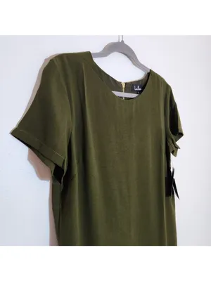 Lulus Olive Green Mini Short Sleeve Shift Dress Size Medium NWT thumbnail 3