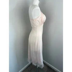 Vintage Laura Lane Light Pink Sheer Slip Dress Lingerie Nightgown w Lace 34/XS thumbnail 3
