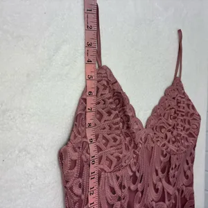 Bardot Gia Lace Pencil Midi Dress Spaghetti Strap Latte‎ Pink Embroidered L thumbnail 8