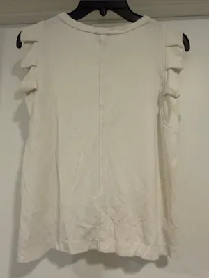 Ann Taylor Cream Ruffle Shoulder Crewneck Tank thumbnail 4