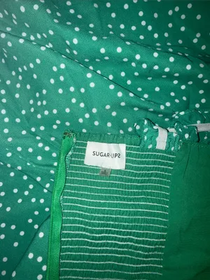 Sugarlips Emerald Green Polka Dot Ruffle Strap Midi Dress thumbnail 6