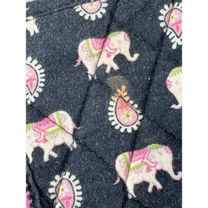 Vera Bradley Set of 2 Elephant Paisley Quilted Cosmetic Bags Black Pink Retired thumbnail 5