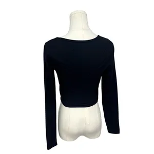 Abercrombie & Fitch Soft AF Long Sleeve Corset‎ Top Black Square Neck Small thumbnail 4
