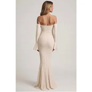 Oh Polly Verena Off-Shoulder Ruffle Lace Maxi Dress in Ivory Size XXS New thumbnail 4