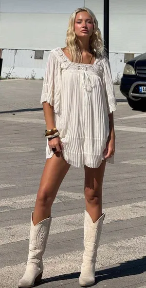 Boho mini dress White Size XXS thumbnail 1