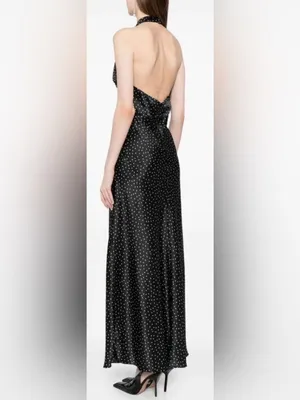 NEW Reformation Daniela Silk Selene Polka Dots Halter Maxi Sz 6 thumbnail 6