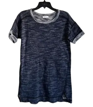 Madewell Blue Marled Tunic Top Pockets 100% Cotton Effortless Casual Comfy Large thumbnail 1