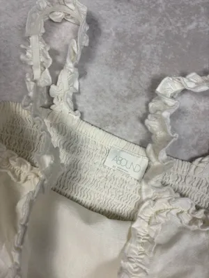 NWT Abound Linen Blend Ruffle V Neck & Strap White Mini Dress thumbnail 3