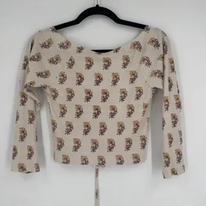 Anthropologie Sabrina Cinched‎ Crop Top Shirt neutral floral color Small Boho thumbnail 9