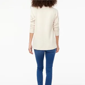 J. Crew Factory Women's Size Small Wide Button-Collar Tunic Sweatshirt Oatmeal thumbnail 2