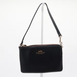 Coach Corner Zip Wristlet Black Crossgrain Leather Gold Logo thumbnail 7