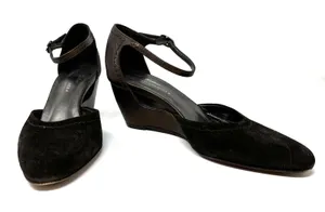 Donald J. Pliner size 6.5 M Couture France‎ made in Italy leather suede wedges thumbnail 1
