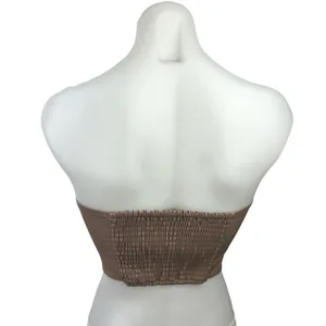 Zara Brown Faux Leather Sweetheart Neck Smocked Corset Bustier Crop Tube Top S thumbnail 2