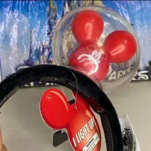 Disney parks red Mickey Mouse balloons light up Minnie Mouse ears NWT thumbnail 2