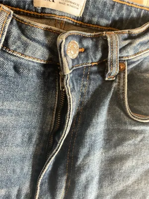 Zara Z1975 High-Rise Straight Leg Jeans Medium Wash Raw Hem – Size US 10 thumbnail 4