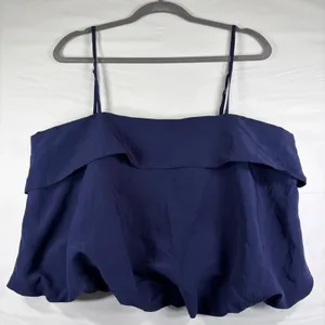 Navy Blue Bubble Hem Two Piece Set Cami Silky Top L and Mini Skirt 12 Party Chic thumbnail 2