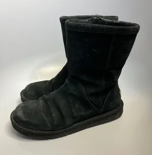 UGG Australia Mid Calf Boots Womens 10 Black Good Suede Shearling Zip 1889 thumbnail 1